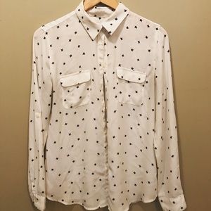 Loft cream and navy star print blouse
